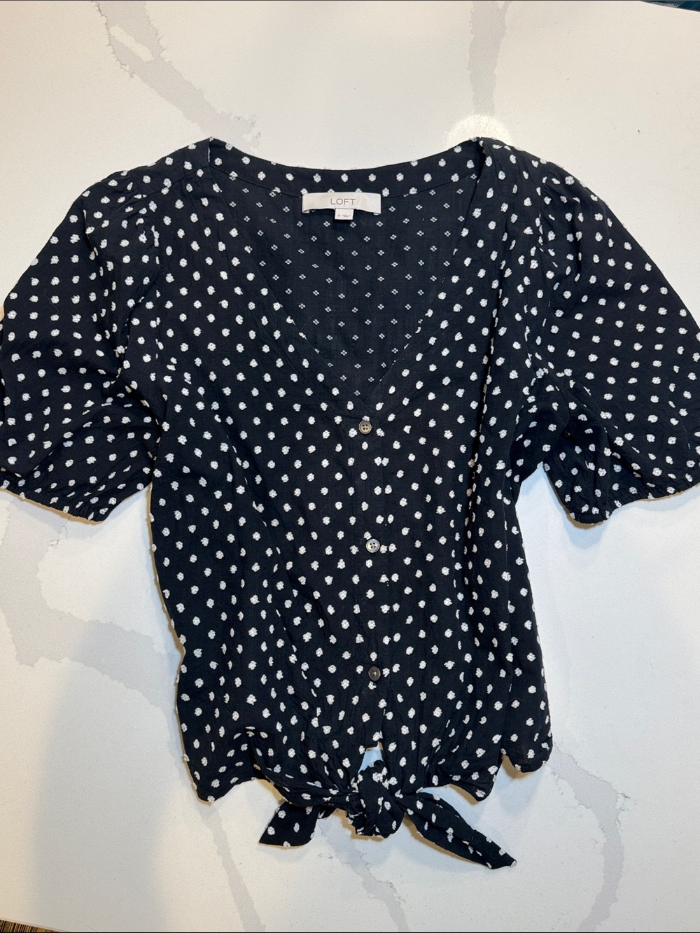 Black & White Poka Dot button up blouse